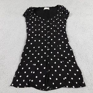 Urban Outfitters Mini Slip Baby Tee Dress Womens Medium Black Polkadot Button Up